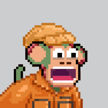 A pixel art character with a green hat and orange jacket, mouth open in shock, revealing a pink tongue.