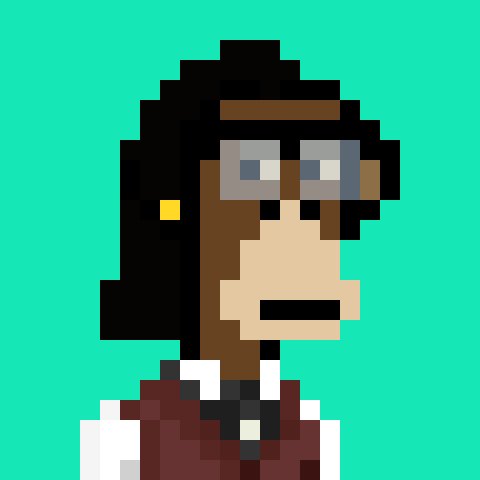 A pixel art portrait of a dark-skinned character with long black hair, blue glasses, and a maroon vest against a teal background, used to promote an NFT giveaway for the "Evolastion" collection offering 10 whitelist spots.