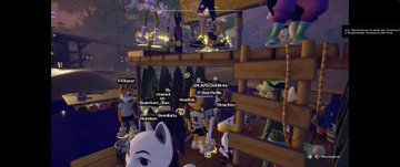 Vertical video/gameplay clip showing a 3D environment with characters, interface elements, and a panda-like figure, appearing distorted or glitched in layout.