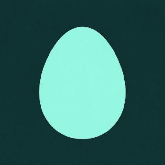 A simple digital illustration of a pale green oval shape, resembling an egg, set against a dark green background.
