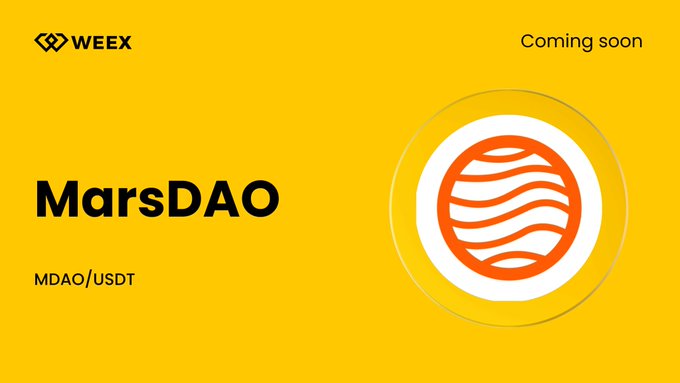 ursdta logo and text on a yellow background, with "MarsDAO" and "MDOA/USDT" displayed below.