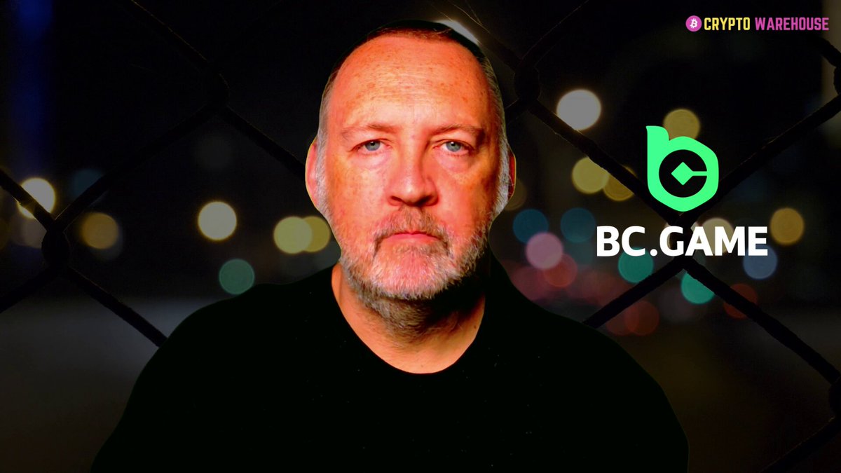 The image features a man with white hair wearing a black shirt against a dark background. The caption of the image reads "@BCGame x @Polymarket Polymarket on BC Game?Probably the biggest update since @BCEngineX went live. The $BC token is on fire, World Cup fever and now Polymarket markets on the BC Game platform?".