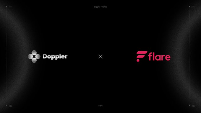 A collaboration announcement between 'Doppler' and 'Flare' shown with their logos on a dark background.