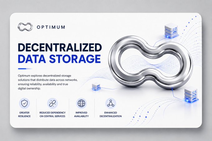 The image features a poster or banner for "Decentralized Data Storage" with an illustration of two silver rings connected by a blue line, symbolizing the concept of decentralization. The poster also includes text that explains the benefits of decentralized data storage compared to centralized models and mentions the importance of exploring new approaches in the field.