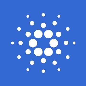 The image shows the Cardano (ADA) cryptocurrency logo, featuring its distinctive white circular dot pattern on a blue background, which relates to the post about Petrobras testing Cardano's blockchain technology for sustainable fuel tracking.