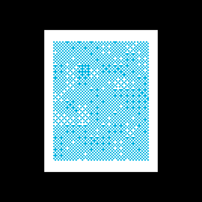 Bright blue dotted pattern art piece resembling a pixelated texture or print.