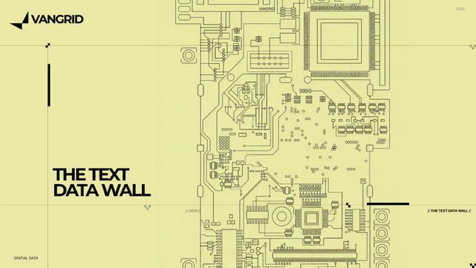 A pale green graphic features a circuit board illustration with the text 'VANGrid' and 'THE TEXT DATA WALL' alongside technical schematic details.
