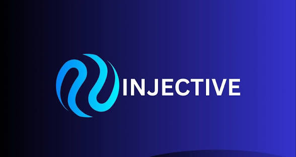 The Injective logo featuring a blue swirl emblem and the word 'INJECTIVE' in white text on a dark blue gradient background.