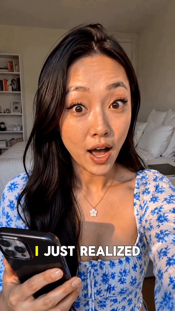 The image features a woman holding up her cell phone with an expression of surprise or shock. The caption below the photo reads "I just realized that my bank can't do what this app does @base brings payments, savings, stocks, and crypto closer in one app". This suggests that the woman has recently learned about a feature on the Base App that allows users to manage their finances more conveniently through mobile banking apps.