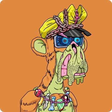 The image features a cartoon monkey wearing glasses, a hat with chains, and a necklace made of fruit. The monkey appears to be in distress or discomfort due to the chains around its neck. In the caption provided, there are two mentions of "MAYC grail" and "Otherside Koda", which could potentially be related to the monkey's situation. It seems that someone is offering a solution for the monkey by providing a necklace made from fruit as a means to remove the chains. The post also includes an Urgent call to action, asking people to like and share this image in order to help the monkey get his grail.
