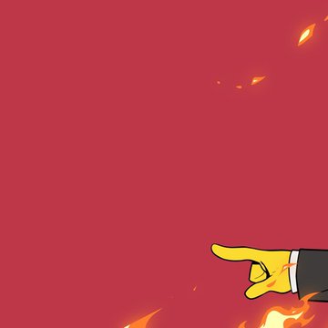 A cartoon yellow hand pointing at flames against a red background illustrates the post's message about aggressively shilling "mog" tokens irl, with the finger directing attention toward the "fire" of potential gains at a projected 69 billion market cap.