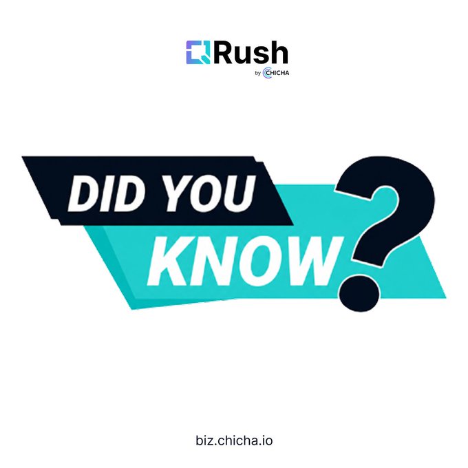 Promotional graphic with the text 'DID YOU KNOW?' featuring Rush by Chicha branding and the website URL biz.chicha.io.