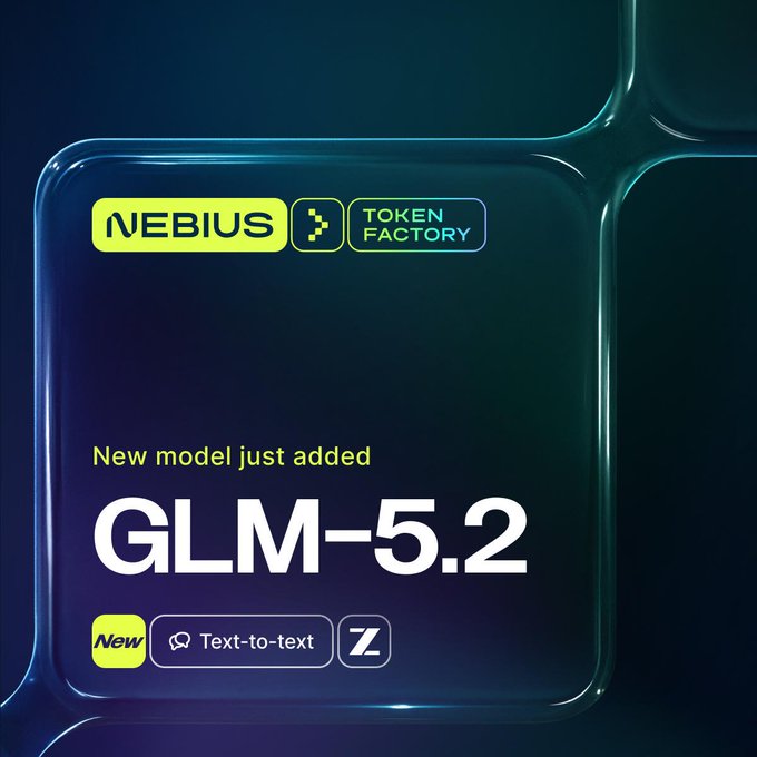 The image features a square advertisement for a new model of GLM-5.2, which has been updated with new features. The text "New model just added" indicates that the model has been improved or enhanced recently. The image also includes a phone number and an email address to contact information about the new model. The background is black, making the white text stand out prominently.