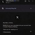 A dark notification or app screen from X (formerly Twitter) showing 'MexcGlobal' mentioning 'CoinLeng Wang rng' with text about an E-Mandate.