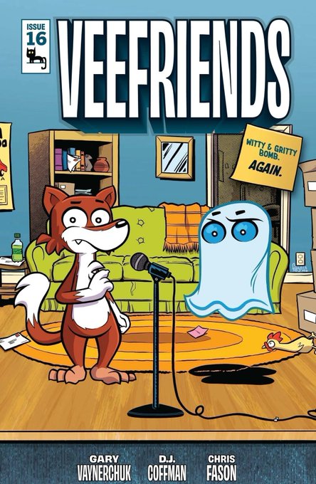 Cover of 'Veefriends' Issue 16 comic book, featuring a cartoon fox and ghost character with creators Gary Vaynerchuk, D.J. Coffman, and Chris Fason credited at the bottom.
