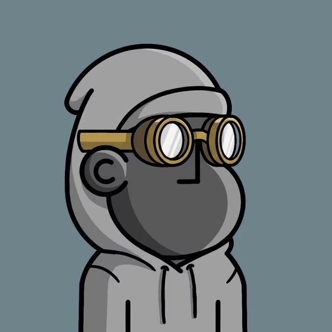 The image features a cartoon character wearing a hoodie, goggles, and glasses. The character appears to be a person with a serious expression as they look off into space or focus on something else. The caption "Feeling Comfy @npconchain" suggests that this character might be a part of an online community or group where people share their thoughts and experiences in a casual and friendly manner, possibly related to the post about feeling comfortable at the NPC convention.