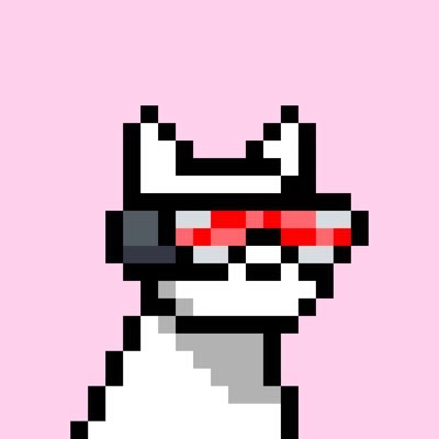 Pixel art illustration of a white character with a red headband against a pink background, appearing to be a retro video game sprite.