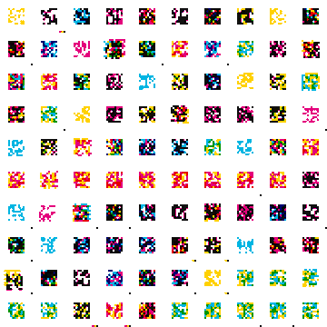 A grid of small, multicolored pixel-art sprites or icons arranged in rows on a white background.