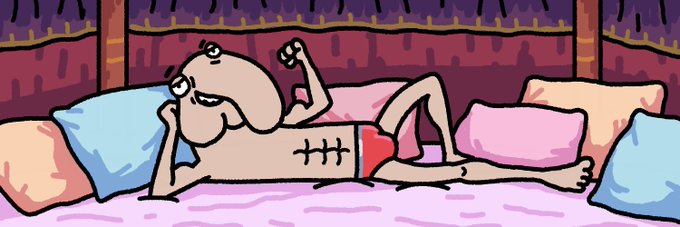 The image features a cartoon character, possibly a man or a boy, lying down on a bed with their arms raised up in the air. The bed has multiple pillows surrounding them, creating an inviting atmosphere for relaxation. The image also contains text that reads "Wow Total 50 GTD spots giveaway 25 GTd for x and 25 for Discord To Enter: @coinmemes & @MansChads Must on notification 2. Follow: @coinmemes & @MansChads Must on notification 3. Drop your EVM wallet Ends in 24 hours Join discord.gg/wYNGeW9ghM". This text seems to be related to the image, possibly promoting a contest or event involving the character and their bed setup.