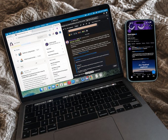 A MacBook Pro and iPhone sit on a blanket, both displaying the Claude AI interface with various AI assistant tools and conversations open.