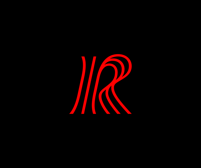 A stylized red "R" logo for Rollcard on a black background, representing the newly launched RollcardHQ platform featured in the post about its 15-month development by kmccrystle and GrandstandLtd.