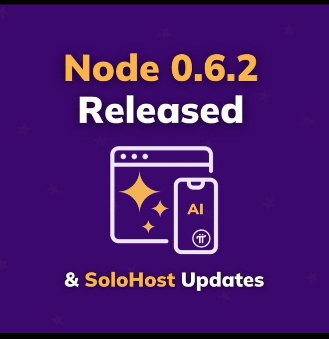A purple graphic with orange and white text reading 'Node 0.6.2 Released' above icons of a browser window with sparkles and a mobile phone labeled 'AI', followed by '& SoloHost Updates'.