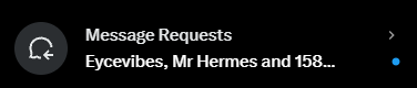 A social media "Message Requests" notification showing 158 unread messages from users including "Eycevibes" and "Mr Hermes," directly corresponding to the poster's mention of having 158 DMs still waiting after replying to over 300 already.