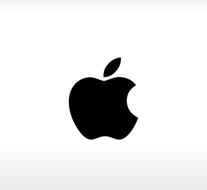 The black Apple logo silhouette centered on a white background.