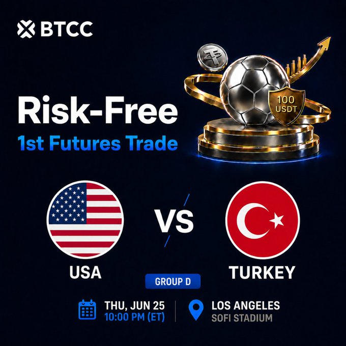 The image features a black background with a soccer ball placed centrally against it, surrounded by gold coins that represent the US dollar amount of $15. The text "Risk-Free" appears above the soccer ball, and the logo for the xbtcc website is located on the left side of the image. In addition to this, there are two announcements made at different times - one in the afternoon (10:00 PM) and another later in the evening (16:00). The main focus of the image, however, seems to be the soccer ball surrounded by gold coins that symbolizes a reward for taking risks, with an international context.