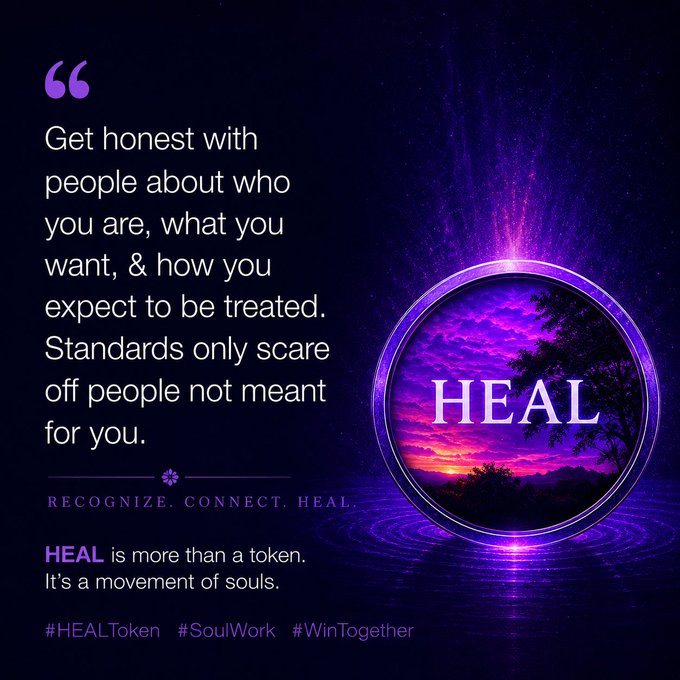 The image features a quote about getting honest with people, which is displayed against a purple background. The text "Recognize. Connect. Heal." is written below the quote, and there are two circles present in the image - one on top of the other. These circles appear to be related to the concept of HEAL or something similar.