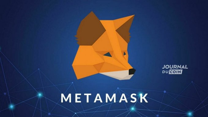 A stylized orange fox logo, the iconic mascot of MetaMask, is displayed against a dark blue background with a network-like pattern, accompanied by the "Journal du Coin" watermark and "METAMASK" text. The image relates to the announcement of MetaMask's separation from Consensys to become an independent company, potentially paving the way for a future IPO.