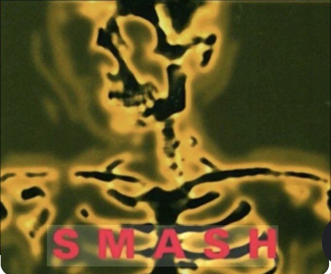 A yellow-tinted graphic showing a skeletal figure with the word 'SMASH' displayed in red text at the bottom.