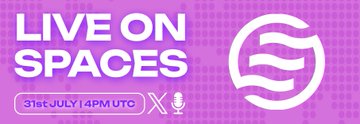 A bright pink promotional poster with white text reading 'LIVE ON SPACES' alongside a stylized microphone icon, with smaller text '31st JULY | 4PM UTC' and 'X' logo.