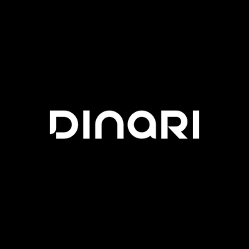 The Dinari logo is displayed against a black background. This logo represents Dinari, a platform that has launched tokenized trading for 724 US stocks.