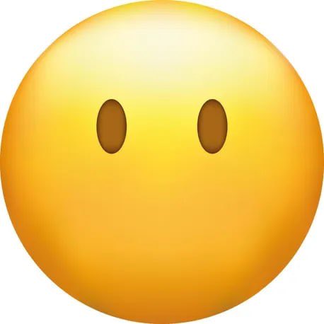 A yellow emoji-style face with two simple oval brown eyes on a white background.
