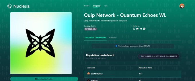 The image shows a screenshot of a computer screen displaying information about Quip Network leaderboards, which are supposed to display information for participants who create content using Quip Network. The leaderboard currently lists a few users with their respective positions, but there's an error in it - the top person is actually ranked #1775 instead of being #1876. This indicates that the @quipnetwork team might need to address the issue and ensure accurate ranking data for participants who create content using Quip Network.