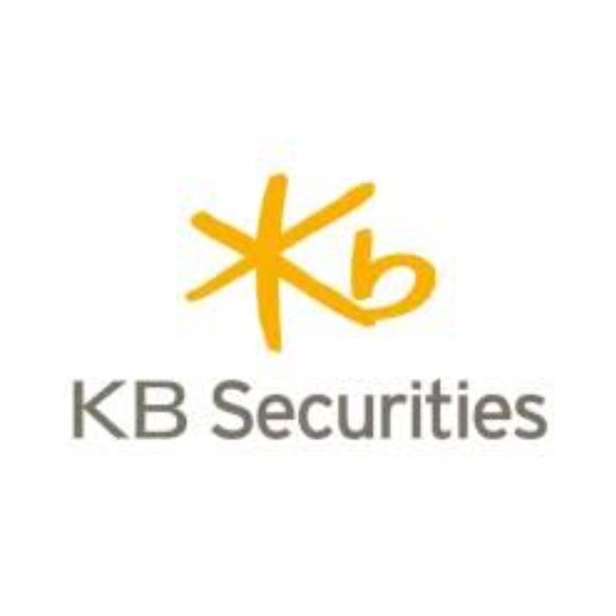 The image displays the KB Securities logo, featuring a stylized yellow asterisk-like star symbol above the gray text "KB Securities." This logo represents the South Korean financial firm mentioned in the post, which has partnered with Securitize and Optimism to develop tokenized securities products for institutional investors.