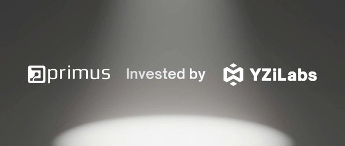 A logo graphic on a gray background with a spotlight effect reads 'primus Invested by YZi Labs', featuring the Primus logo on the left and the YZi Labs logo on the right.