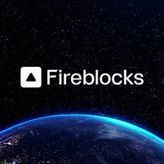 The Fireblocks logo displayed against a starry space background with the curvature of Earth visible at the bottom.