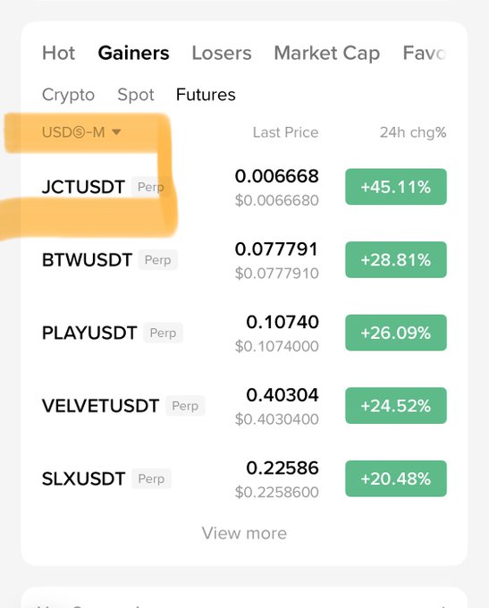 The image shows a screenshot of a trading app that displays information about market trades, such as the type of cryptocurrency used, the price of the coin, and the gains or losses from each trade. The screen is primarily white with green text and highlights for specific data points. One highlight on the left side is related to a user named "JctuSdtsDt", possibly indicating a transaction related to Bitcoin, and another highlight in the top left corner shows that there's an option available for trading future crypto prices. The app title suggests that it focuses on gains and losses in the Cryptocurrency market, which could explain why this particular post targets a cryptocurrency market.