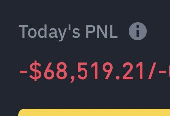 A financial display shows 'Today's PNL' with a negative value of '-$68,519.21/-' in red text against a dark background.
