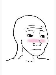 A crudely drawn "Doomer Wojak" meme face with pink blushing cheeks and a strained, awkward smile, capturing the forced optimism and quiet despair of someone trying to stay positive despite overwhelming frustration. The image satirizes the post's message, which mocks the Ethereum community for celebrating Robinhood and Lighter as the leading L2s despite years of unfulfilled promises from Vitalik and the broader ecosystem.