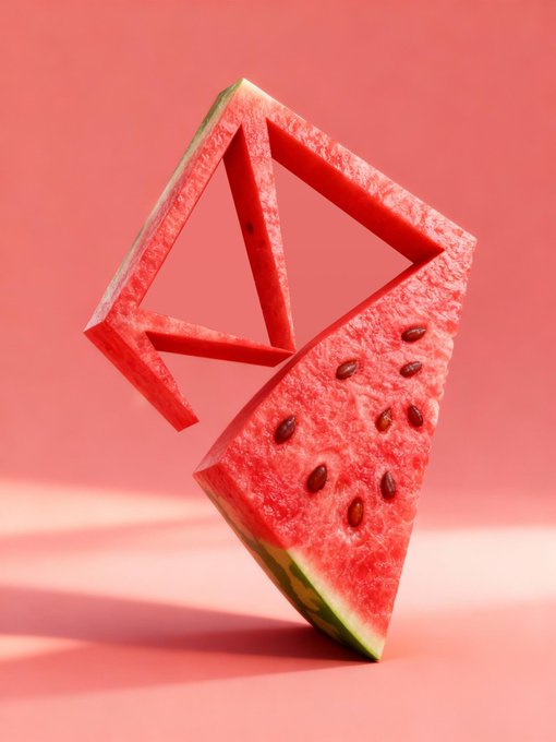A geometrically carved watermelon slice, hollowed into a triangular window frame, stands against a pink background. The image visually echoes the post's theme of cross-chain interoperability, with the open window-like cutout symbolizing seamless passage and portability between ecosystems.