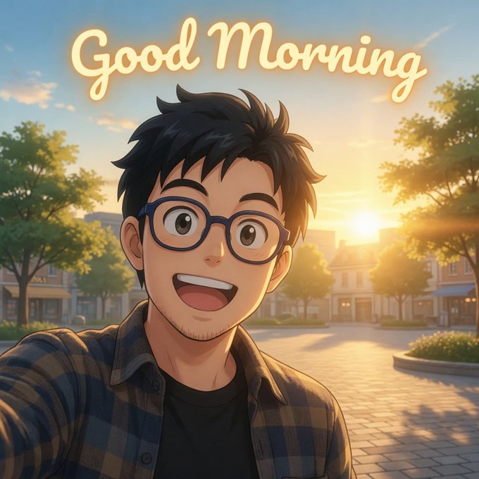The image features a man wearing glasses with a plaid shirt and smiling at the camera. The background shows trees and buildings, suggesting an urban setting. The caption reads "Good Morning," which is related to the project "quipnetwork." This project focuses on creating a new infrastructure for the future of computing called PoUW (proof of useful work). It aims to eliminate the need for miners to waste time on useless hash functions by providing a more efficient and secure way to verify the authenticity of data.