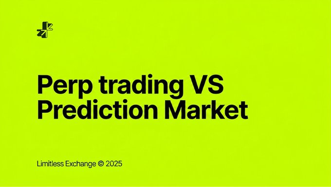 A title slide with a green background reading 'Perp trading VS Prediction Market' from Limitless Exchange © 2025.