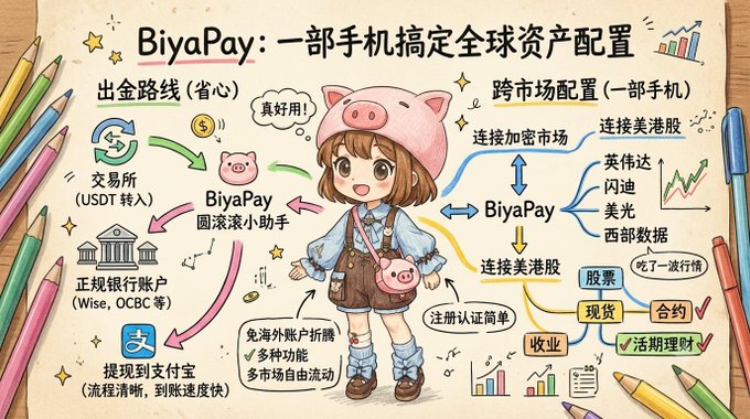The image features a cartoon girl wearing a pig hat, surrounded by various objects such as pens, markers, and other supplies. The scene seems to be related to a financial or business context, possibly promoting a company named "BIYAPAY" along with an explanation of what it is.