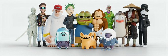 A lineup of various designer vinyl and art collectible figures displayed against a white background.