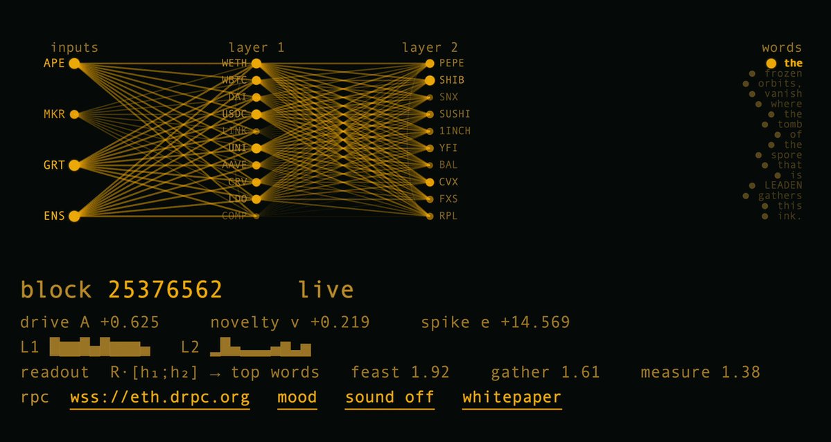 The image shows a computer screen with various lines of code displayed, including a block number "25356222" and a list of words such as "readout", "LICENCE", "MOG", "MEME", "PNKSTR", and "focus on what is in the image". The code appears to be related to a website or application.