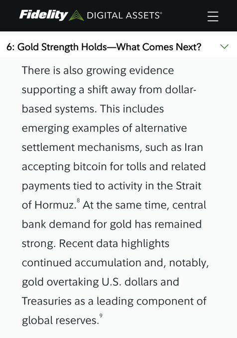 The text in this image appears to be a screenshot of the webpage "FIDY: Gold Strength Holds - What Comes Next?". The focus of the image seems to be related to a discussion about Bitcoin, possibly regarding its potential use for toll payments or other financial applications within the context of Iran's economy.