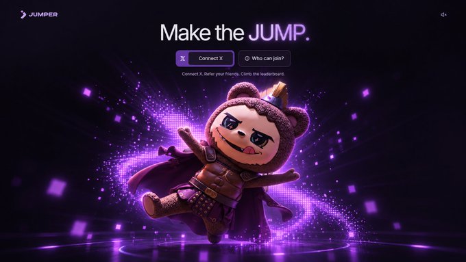 Promotional graphic for JUMPER platform reading 'Make the JUMP' with options to 'Connect X' or 'Who can join?'.